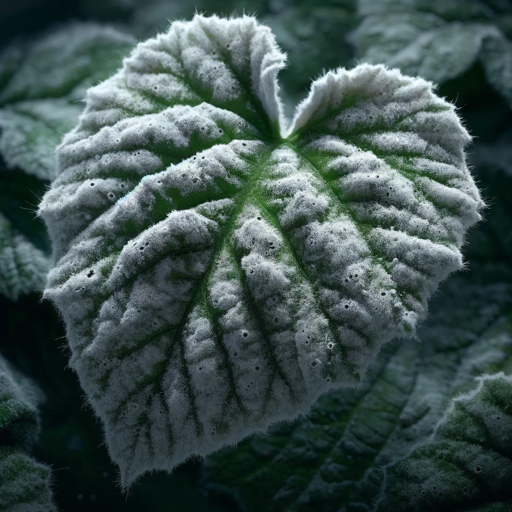 an illustration of a plant infected with powdery mildew