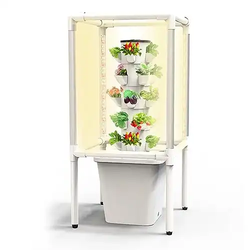 Sjzx Hydroponic Growing System with Grow Lights (No Seedlings Included) |25-Plant Hydroponic System | Home Gardening System for Indoor Herbs, Fruits and Vegetables | BPA-Free Food Grade