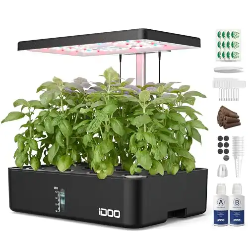 iDOO Hydroponics Growing System Kit 12Pods, Indoor Garden with LED Grow Light