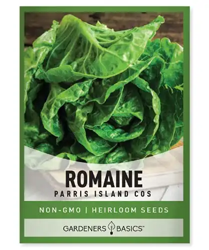 Gardeners Basics, Romaine Lettuce Seeds for Planting - Parris Island Cos Heirloom, Non-GMO Vegetable Variety- 2 Grams Seeds Great for Spring, Summer, Fall, Winter Garden and Hydroponics