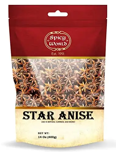 Spicy World Star Anise 14 Oz Bulk Bag | Premium Quality Whole Pods | Chinese Star Anise Pods Perfect for Flavorful Dishes | Great for Baking & Tea