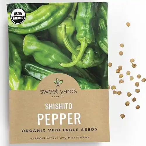 Organic Shishito Pepper Seeds One Seed Packet Approx 25 Open Pollinated Non-GMO Seeds Sweet Yards Seed Co.