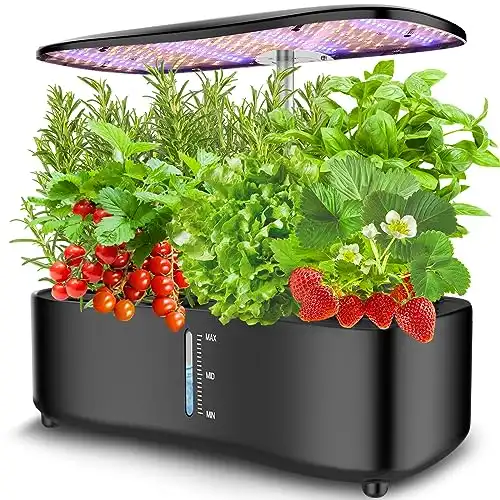 Large Tank Hydroponics Growing System 12 Pods, Herb Garden Kit Indoor with Grow Lights