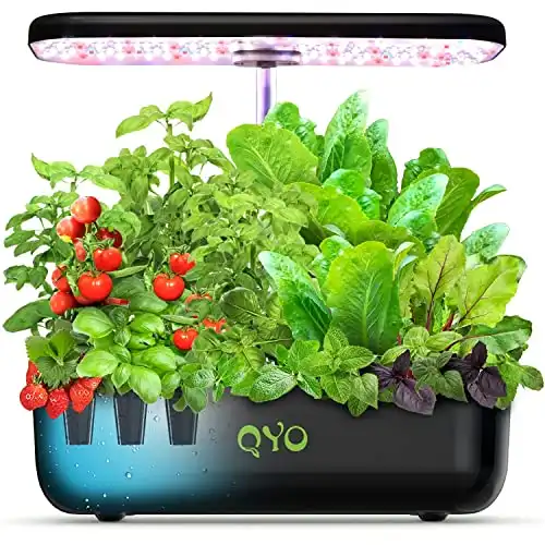 QYO Hydroponics Growing System, 12 Pods Indoor Herb Garden with 36W Full-Spectrum Grow Light, Pump System, Automatic Timer